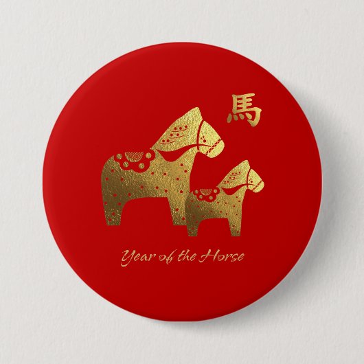 Chinees jaar van de Buttonnen van de paardenpest Ronde Button 7,6 Cm (Voorkant)