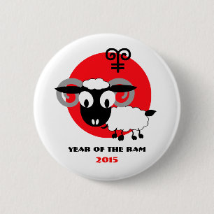 Chinees Jaar van de Buttonnen van de Ram Cadeaus Ronde Button 5,7 Cm