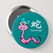 Chinees Jaar van de Buttonnen van de Snake Gift Ronde Button 4,0 Cm (Voorkant /achterkant)