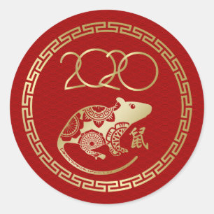 Chinees jaar van de dierentuin 2020 ronde sticker