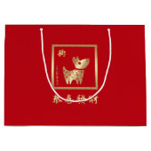 Chinees jaar van de Dog Red Gold Large Cadeautasje (Voorkant)