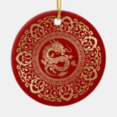Chinees Jaar van de Draak | Aangepast jaar Red Gol Keramisch Ornament (Voorkant)
