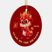 Chinees Jaar van de Draak | Aangepast jaarcadeau Keramisch Ornament (Rechts)