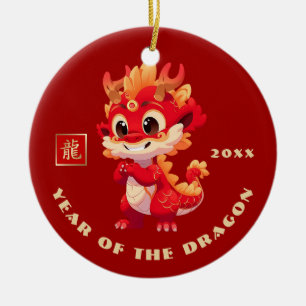 Chinees Jaar van de Draak   Aangepast jaarcadeau Keramisch Ornament