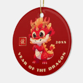 Chinees Jaar van de Draak | Aangepast jaarcadeau Keramisch Ornament (Links)