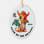 Chinees Jaar van de Draak | Aangepast jaarcadeau Keramisch Ornament (Rechts)