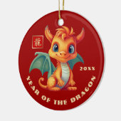 Chinees Jaar van de Draak | Aangepast jaarcadeau Keramisch Ornament (Links)