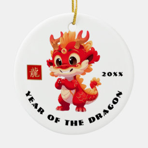 Chinees Jaar van de Draak Aangepast jaarcadeau Keramisch Ornament