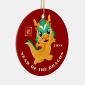 Chinees Jaar van de Draak | Aangepast jaarcadeau Keramisch Ornament (Rechts)