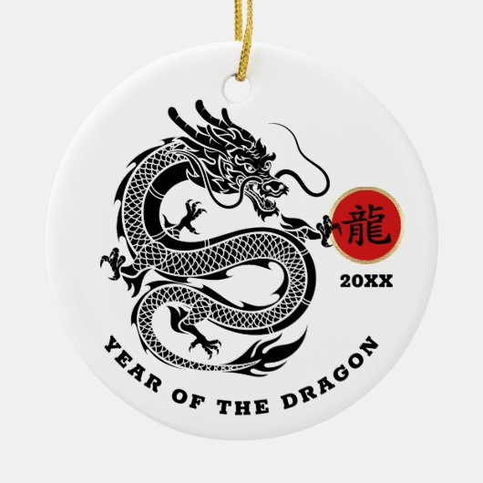 Chinees Jaar van de Draak | Aangepast Keramisch Ornament (Voorkant)