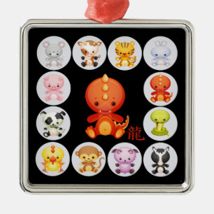 Chinees Jaar van de Draak Metalen Ornament