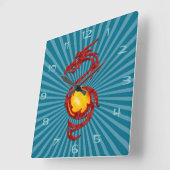 Chinees jaar van de draak Metalic Red Vierkante Klok (Hoek)