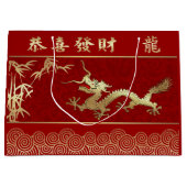 Chinees Jaar van de Draak Rood | Goud Groot Cadeauzakje (Voorkant)