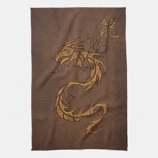 Chinees jaar van de Dragon Asian Towel Theedoek (Verticaal)