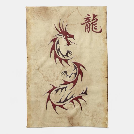 Chinees jaar van de Dragon Asian Towels Theedoek (Verticaal)