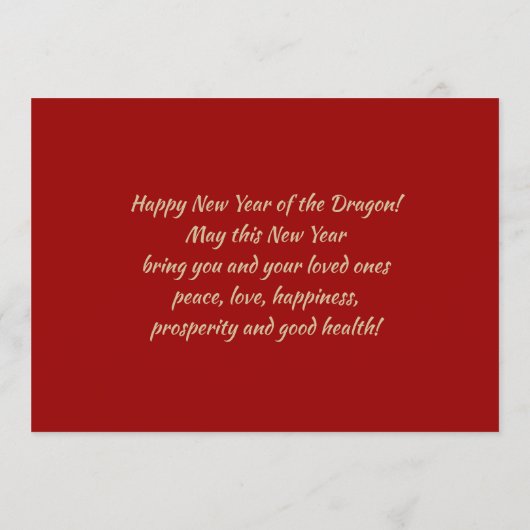 Chinees Jaar van de Dragon Custom Flat Kaart (Achterkant)