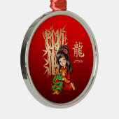 Chinees jaar van de Dragon Custom Year Metalen Ornament (Rechts)