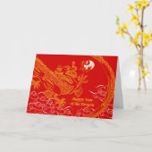 Chinees Jaar van de Dragon Flaming Pearl Kaart (Gele Bloem)