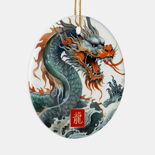 Chinees jaar van de Dragon Gift Keramisch Ornament (Rechts)