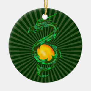 Chinees jaar van de Dragon Jade Green Keramisch Ornament