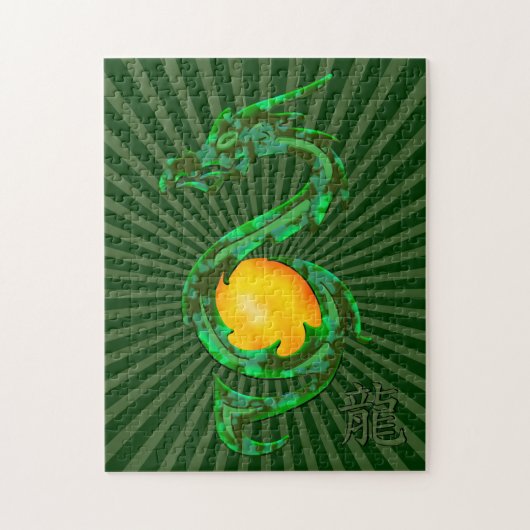 Chinees jaar van de Dragon Jade Green Legpuzzel (Verticaal)