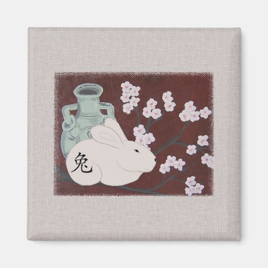 Chinees jaar van de konijnenmagneet magneet (Voorkant)