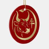 Chinees jaar van de metaal Ox 2021 Keramisch Ornament (Rechts)