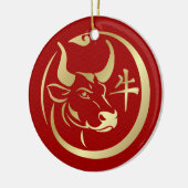 Chinees jaar van de metaal Ox 2021 Keramisch Ornament (Links)