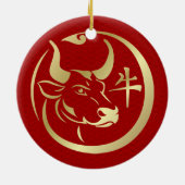 Chinees jaar van de metaal Ox 2021 Keramisch Ornament (Achterkant)