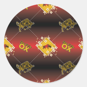 Chinees Jaar van de Os Elegante Bloemen Ronde Sticker