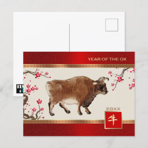 Chinees Jaar van de Ox   Aangepast jaar Briefkaart