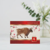 Chinees Jaar van de Ox | Aangepast jaar Briefkaart (Staand voorkant)