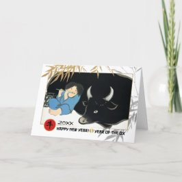 Chinees Jaar van de Ox| Aangepast jaar Feestdagen Kaart