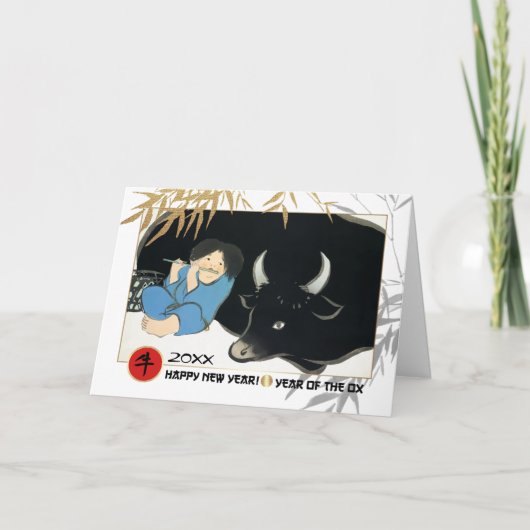 Chinees Jaar van de Ox| Aangepast jaar Feestdagen Kaart (Voorkant)