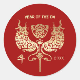 Chinees Jaar van de Ox | Aangepast jaar Ronde Sticker