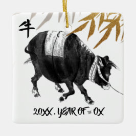 Chinees Jaar van de Ox | Aangepast jaartal Keramisch Ornament