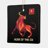 Chinees Jaar van de Ox | Aangepast jaartal Keramisch Ornament (Links)