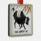 Chinees Jaar van de Ox | Aangepast jaartal Metalen Ornament (Rechts)