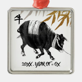 Chinees Jaar van de Ox | Aangepast jaartal Metalen Ornament