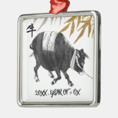 Chinees Jaar van de Ox | Aangepast jaartal Metalen Ornament (Links)
