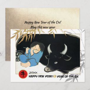Chinees Jaar van de Ox Aangepaste feestdag-Kaart Kaart