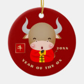 Chinees Jaar van de Ox Gift Keramisch Ornament (Voorkant)