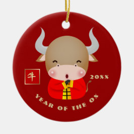 Chinees Jaar van de Ox Gift Keramisch Ornament