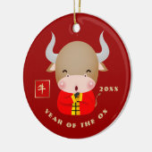 Chinees Jaar van de Ox Gift Keramisch Ornament (Links)