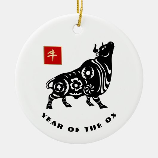 Chinees Jaar van de Ox Gift Keramisch Ornament (Voorkant)
