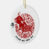 Chinees Jaar van de Ox Gift Keramisch Ornament (Rechts)