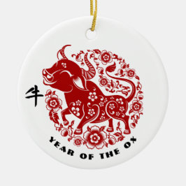 Chinees Jaar van de Ox Gift Keramisch Ornament