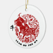 Chinees Jaar van de Ox Gift Keramisch Ornament (Links)