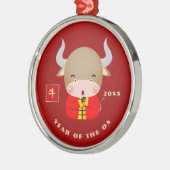 Chinees Jaar van de Ox Gift Metalen Ornament (Links)