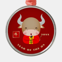Chinees Jaar van de Ox Gift Metalen Ornament